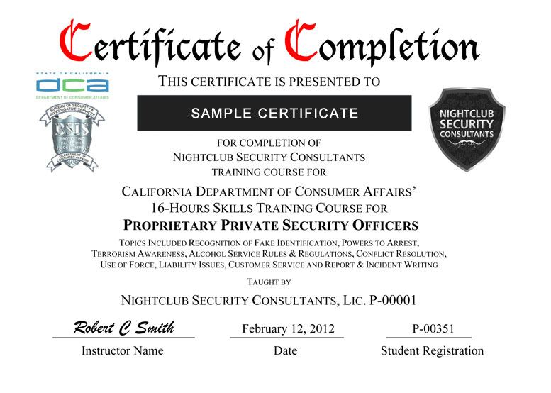 security dating certificate free